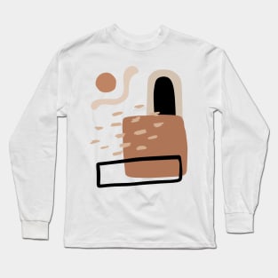 Minimal Modern  Abstract Shapes  Warm Tones  Design Long Sleeve T-Shirt